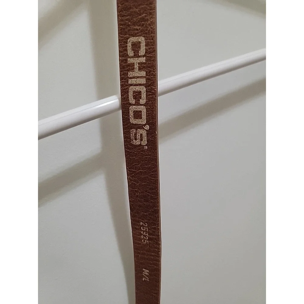 Chico's Adjustable Slide Genuine Leather Belt Women's Sz S/M Brown 25925 Max 36